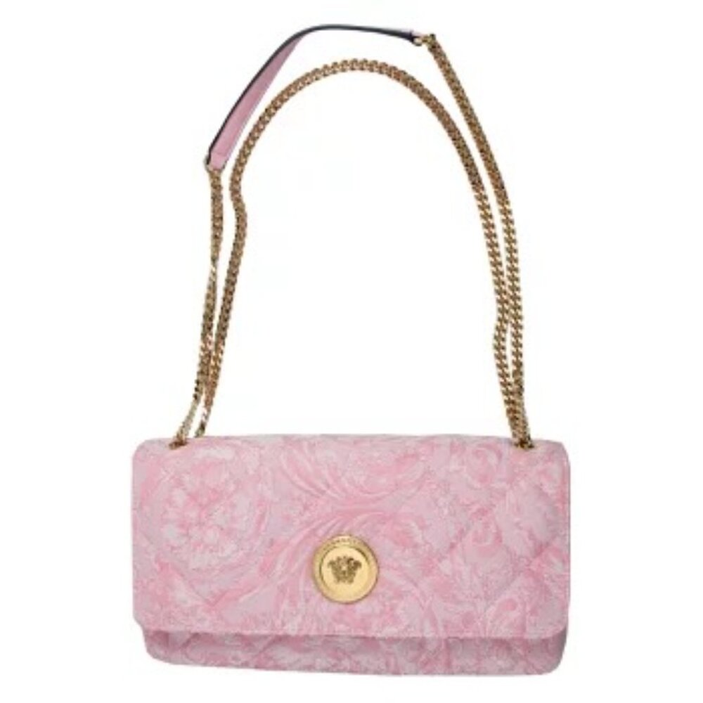 Versace Chain Shoulder Bag Medusa Barocco Jacquard Pink - NWT